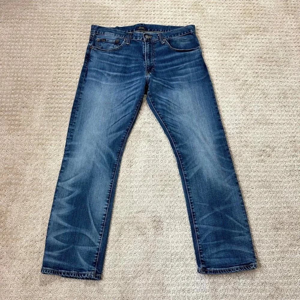 Polo Ralph Lauren Classic Fit Jeans Mens 33x30 Blue Denim Straight Leg Distress